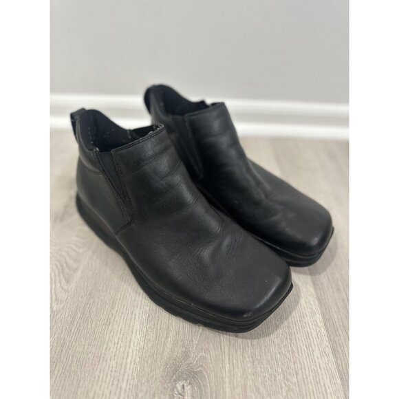 GBX Boots Mens Size 12 Black Leather Slip On Chelsea Ankle Square Toe Comfort - Picture 1 of 9
